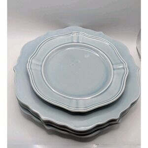 Threshold Wellsbridge Aqua Dinner Scallop Plates Lot Scalloped Salad Plate Set